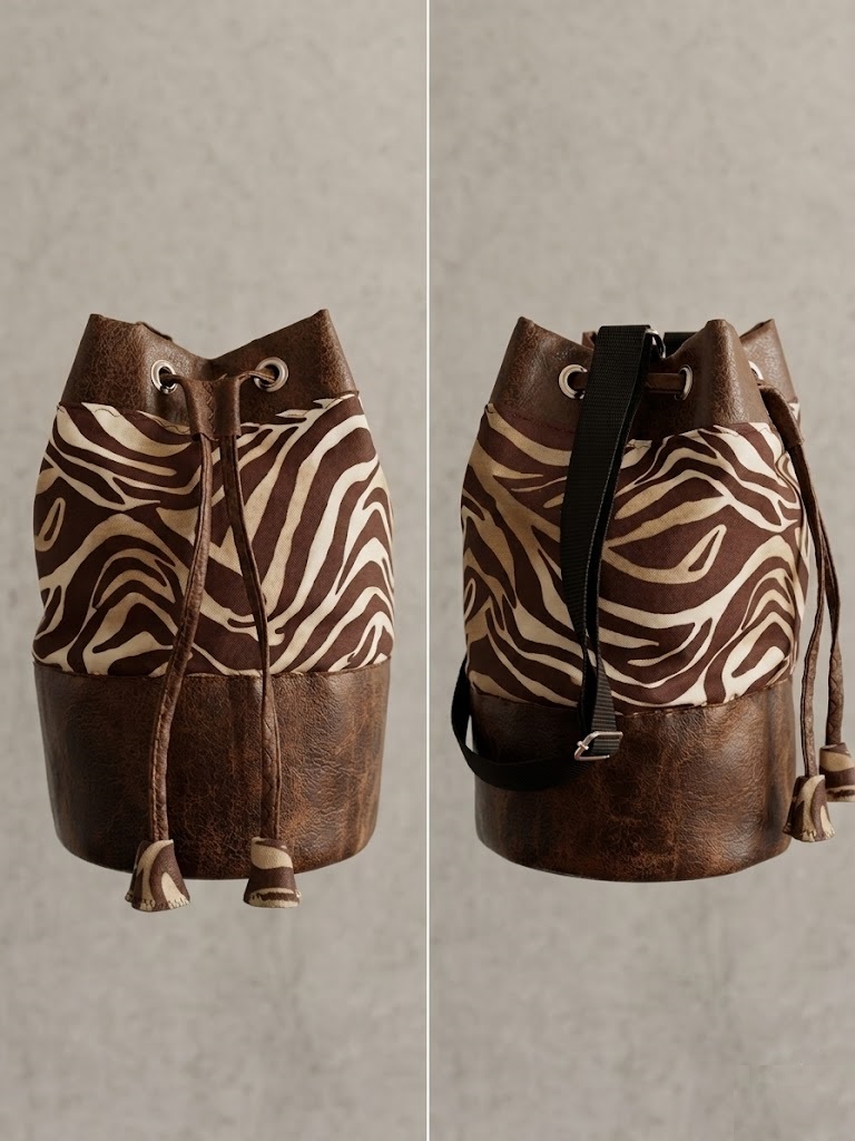 Bolso cubo artesanal con estampado animal print